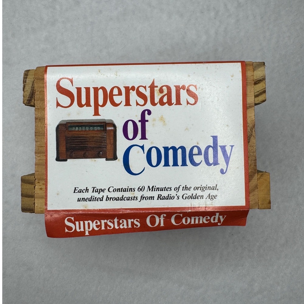 Superstars of Comedy Radio's Golden Age 4 Cassette Tape Set Wooden Crate Vintage